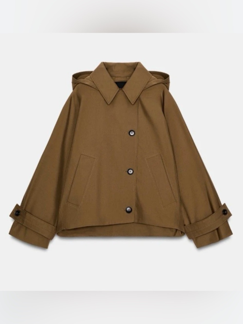 Zara Water Repellant Short Trench Coat in Camel